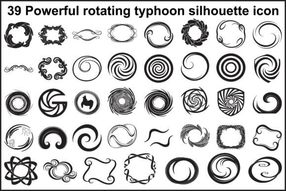 39 Powerful Rotating Typhoon Silhouette: Dynamic Design Icons