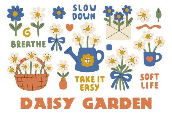 Bring Soft Summer Vibes with the Daisy Garden Clipart Set