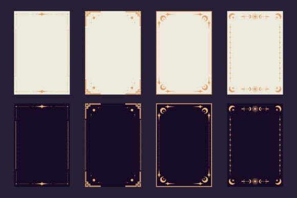 Celestial Boho Tarot Card Frames Set: Your Template for Mystical Design