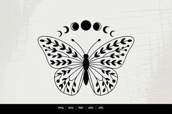 Celestial Charm: Integrating Moon Phase Butterfly Line Art