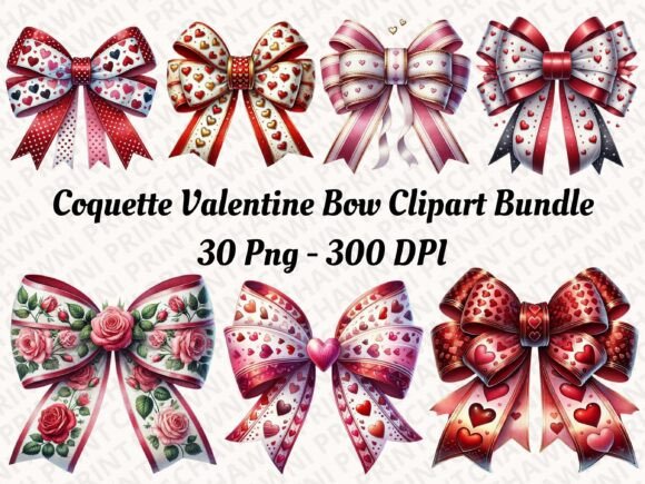 Coquette Valentine Bow Clipart: A Stylish Asset for Your Designs