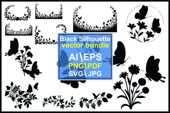 Elegant Butterfly and Flower Silhouettes for Designers