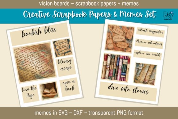 Elevate Your Projects with Creative Scrapbook Papers & Memes Set
