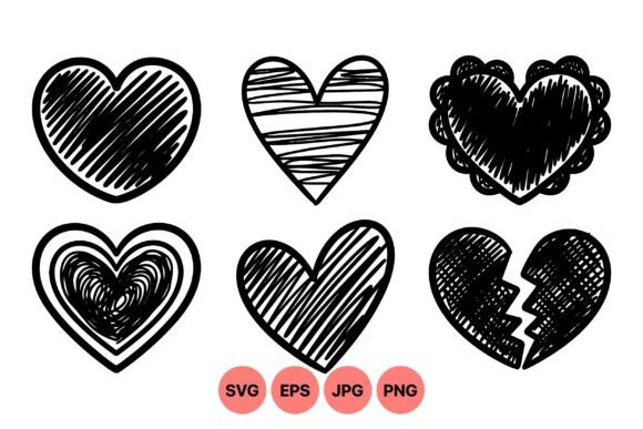 Hand Drawn Heart Clipart Pack: Authentic Sketch Styles