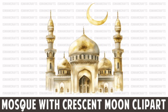 Islamic Mosque and Crescent Moon Clipart: Elevate Your Creative Projects