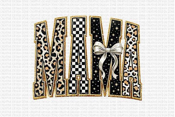 Leopard Checkered Mama PNG: A Bold Graphic for Modern Mom Brands