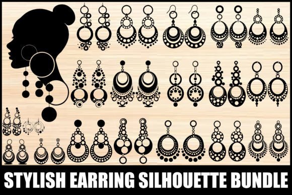 Stylish Earring Silhouette Bundle: Your Go-To Design Asset