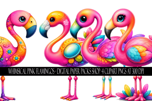 Whimsical Pink Flamingo Clipart: A Tropical Design Asset