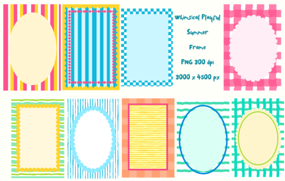 Whimsical Playful Summer Frame Clipart for Vibrant Designs